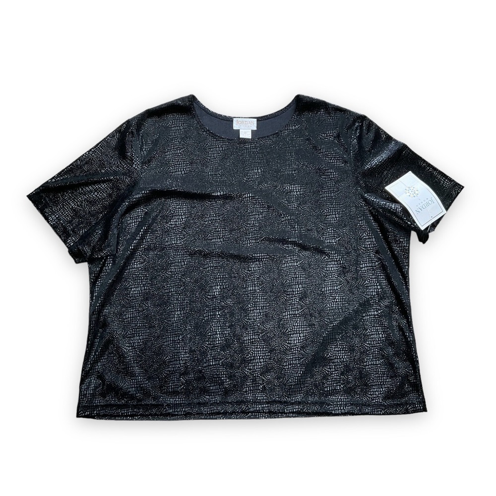 Jordan‎ Top Woman 3X Black Short Sleeve Snake Print Office Career NWT VTG